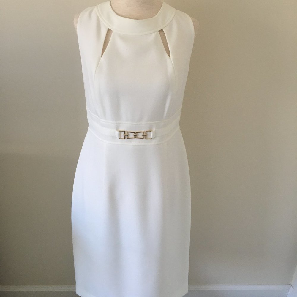 Tahari ASL Sleeveless Cutout Neckline Sheath